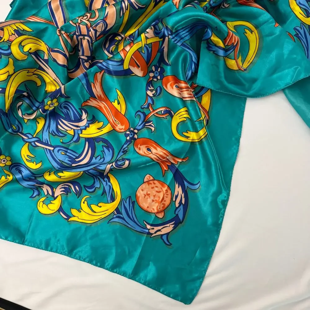 Vintage Oversized Satin Bandana Square Scarf